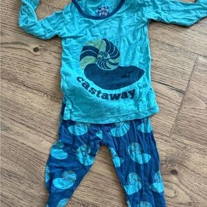 Kickee Pants Turquoise Nautical Shell Pajama Set